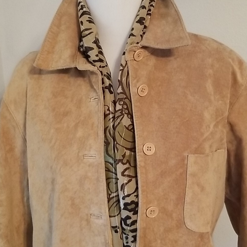 Suede Shirt Jacket Small (6) Tan Blazer